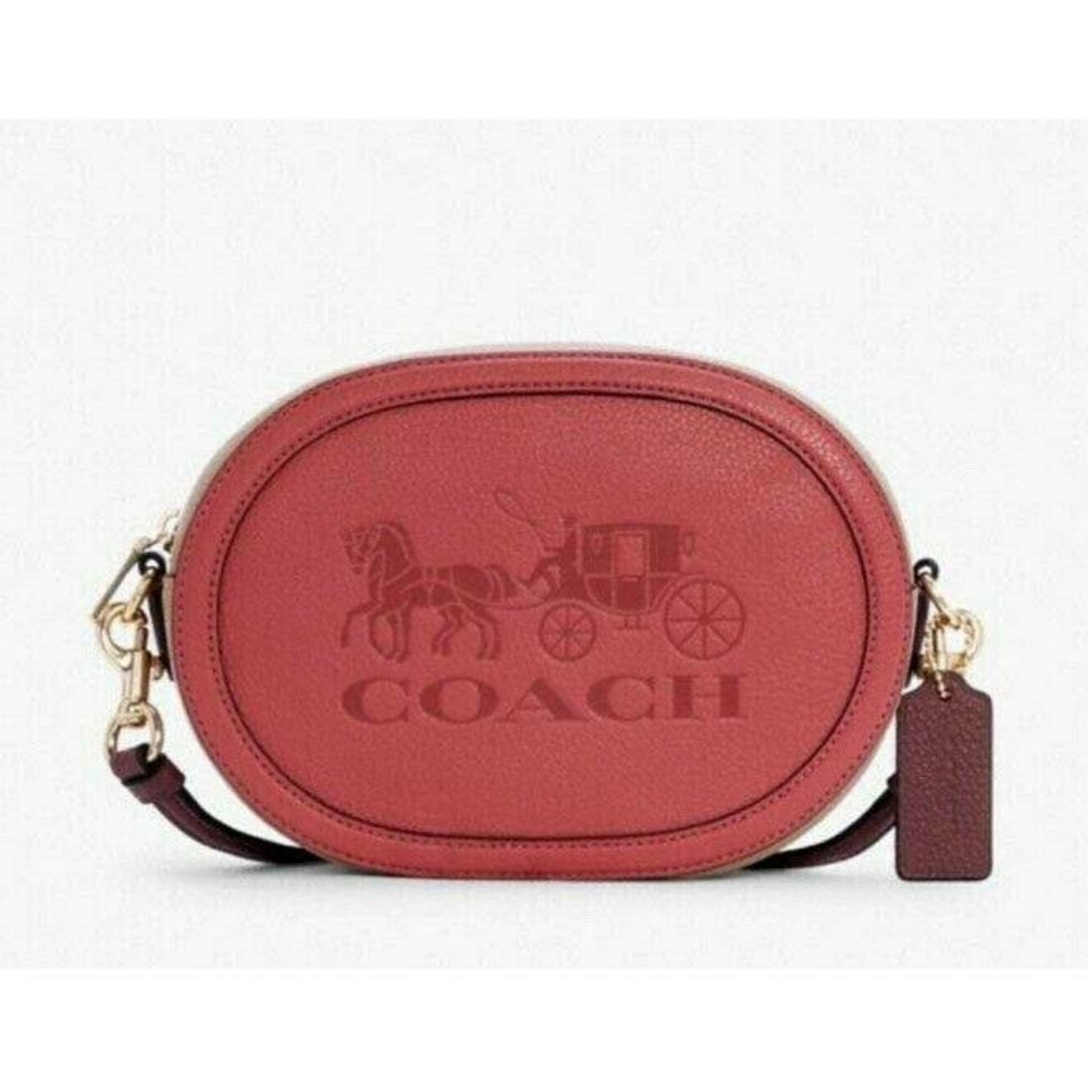 Coach Horse & Carriage crossbody bag Poppy and tan pebbled leather